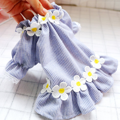 Floral Round Neck Striped Dress